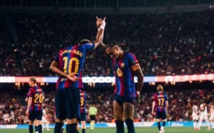 لامين يامال لاعب برشلونة بعد تسجيله هدفين أمام ليفانتي في الدوري الإسباني