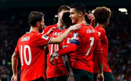 كريستيانو رونالدو خلال مشاركته مع المنتخب البرتغالي